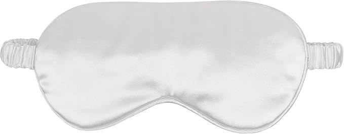 1 Pcs Silk Sleep Mask, Soft Eye Mask with Elastic Strap, Lightweight Blindfold for Men, Women, Travel, and Naps (White)