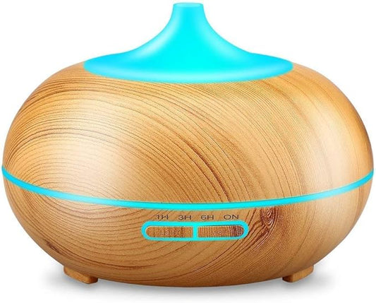 Aroma Essential Oil Diffuser, JoySusie 500ml Wood Grain Ultrasonic Cool Mist Whisper-Quiet Humidifier with Color LED Lights Changing & 4 Timer Settings, Waterless Auto Shut-Off for Spa Baby
