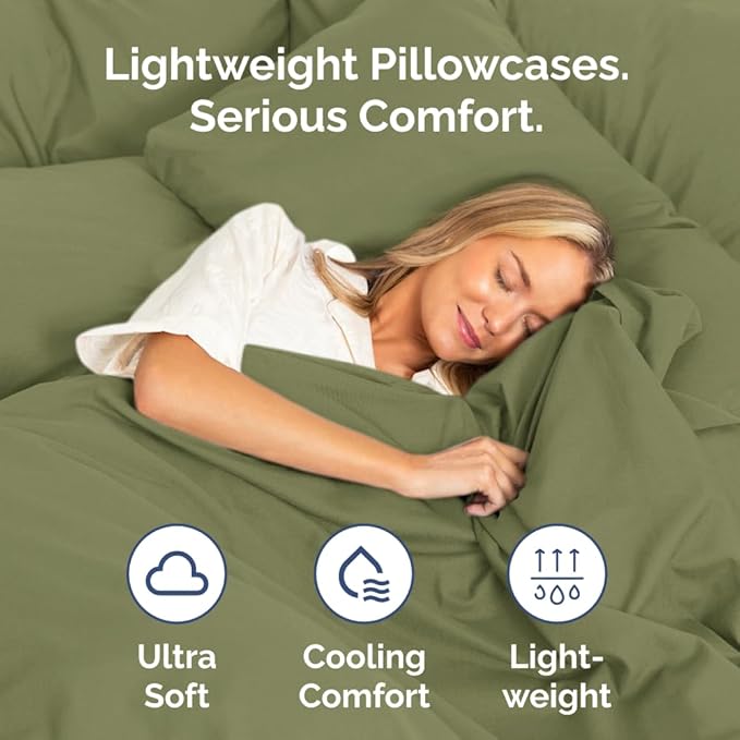 Standard Pillow Cases Set of 2 - Soft Hotel Quality Pillowcase Covers - Comfy & Wrinkle Free - Stain and Fade Resistant - Machine Washable Pillow Protectors - 2 Piece Set - Standard Size Sage Green