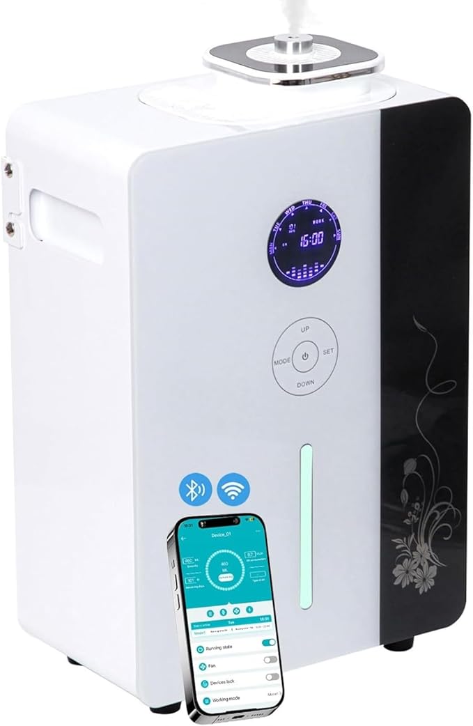 Essential Oil Diffuser HVAC Scent Machine, Waterless Diffusers Long Lasting Aroma 800ML Smart WIFI & APP & Touch Screen Control Oil Level Monitoring 4000 Sq.Ft for Whole House,Hotel,Mall,Office