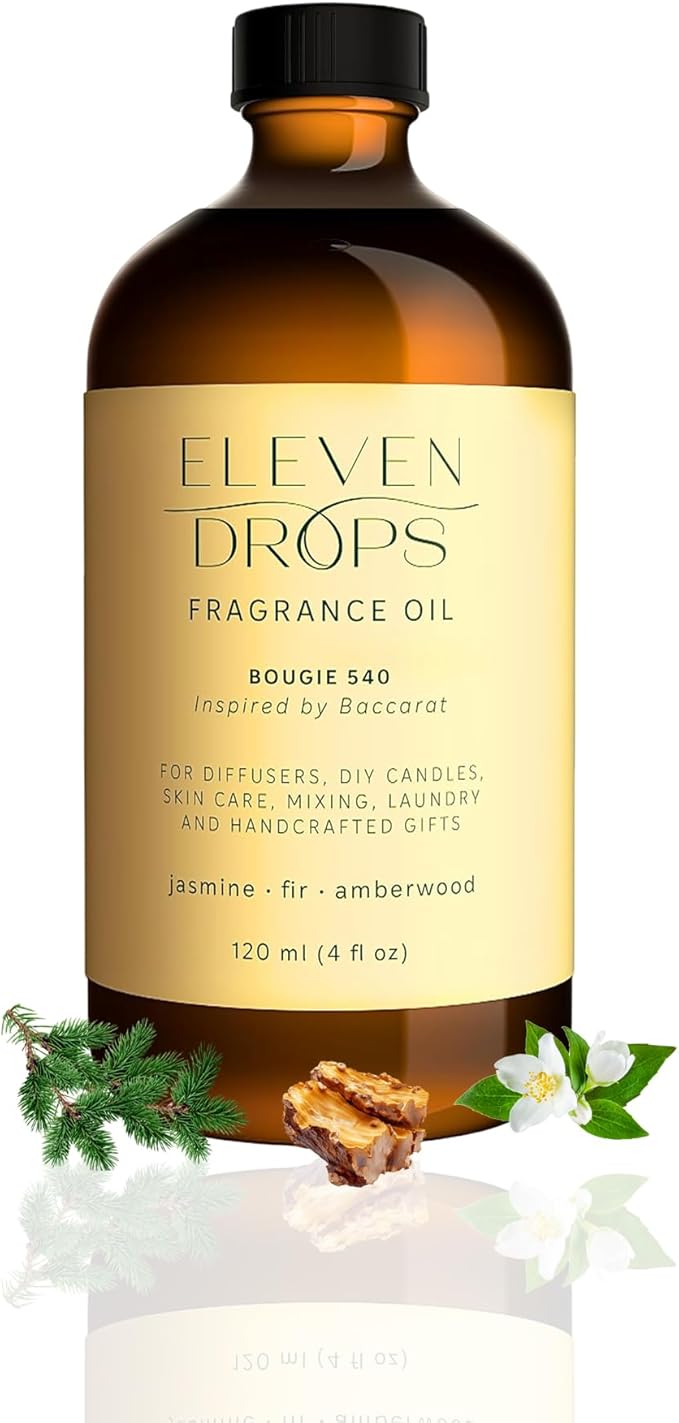 Bougie 540 Fragrance Oil | Jasmine, Fir & Amberwood Notes | Long Lasting Scent Reed Diffuser Oil for Home, Office, Hotel, Spa, Car & Linen Spray | Pet Friendly IFRA Compliant, 4 oz
