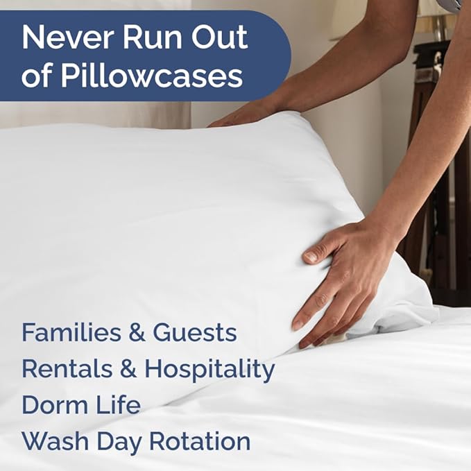 Queen Pillow Cases Set of 10 - Ultra Soft Hotel Quality Pillowcase Covers - Comfy & Wrinkle Free - Shrink, Stain & Fade Resistant - Easy-Care, Machine Washable Pillow Protectors - 10 Pcs Set - White