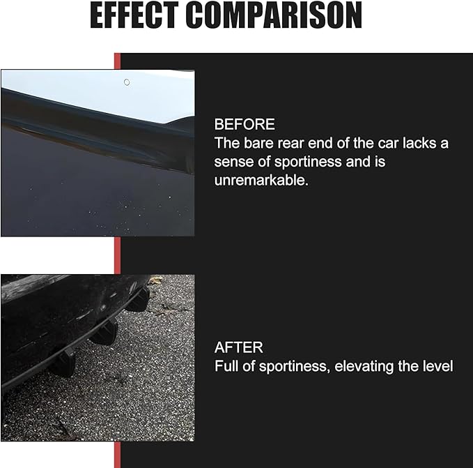 4 PCS Car Lower Bumper Lip Diffuser, 4.9" x 2.5" Spoiler Fin Protector, Vehicle Rear Splitter Lip Wing, Universal for Most Cars (Black)
