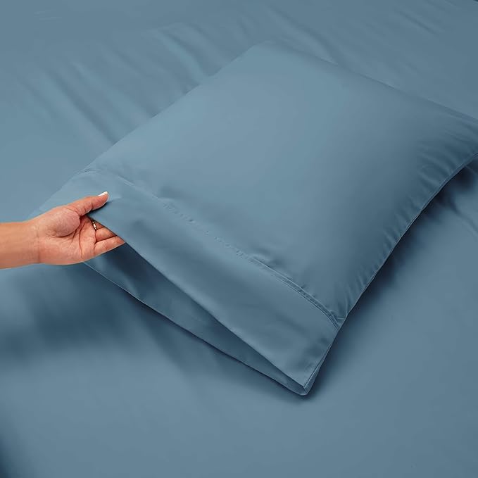 Nestl California King Size Sheet Set, 4 Piece Extra Deep Pocket (18-24 inches), Microfiber, Hotel Luxury, Soft, Breathable, Wrinkle-Free, Easy to Care, Stone Blue
