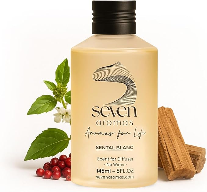 SevenAromas Hotel Scent Diffuser Oil, Luxury Hotel-Inspired Essential Oil for Aromatherapy & HVAC Diffusers – Premium Dropper Bottle - 145 ml 5 FL oz (Santal Blanc)