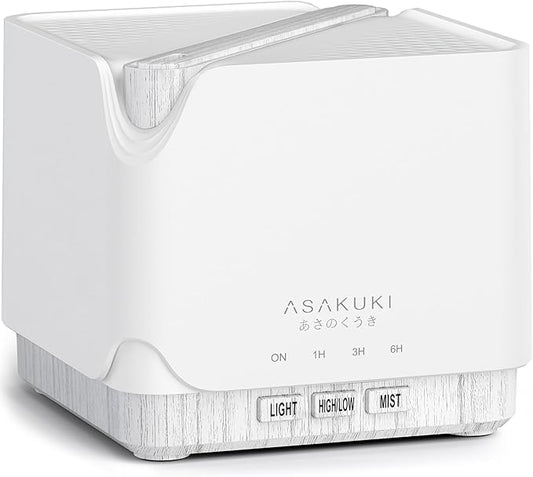 ASAKUKI Essential Oil Diffuser for Home, Large 700 ml Humidifier with Automatic Shut-Off, Quiet Aromatherapy Diffuser with 7 LED Lights for Living Room, Kitchen, Bedroom, Hotel, Gift for Mom - White