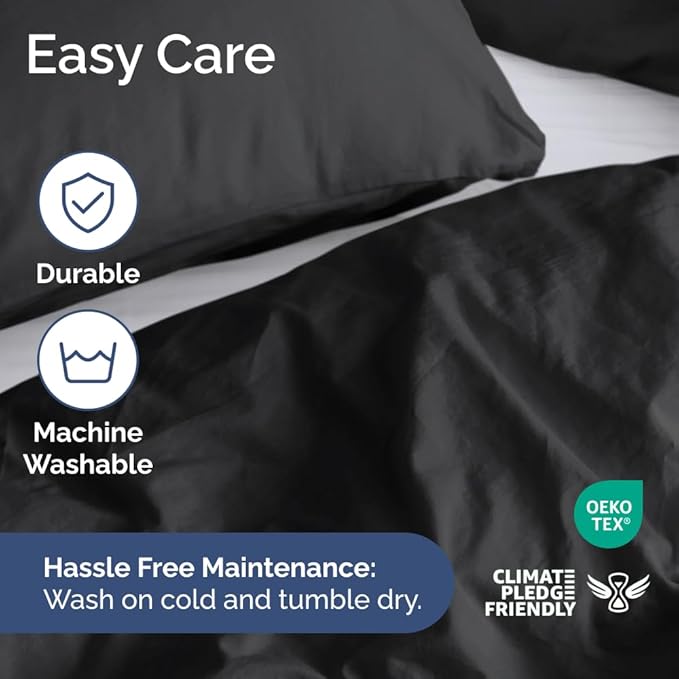 Duvet Cover Super Queen Size Set - Extra Soft Super Queen Duvet Cover with 2 Pillow Shams - Hotel Luxury, Easy Care & Fade Free w/ Zipper Closures & Ties - All Season, Comfy and Breathable (Black)