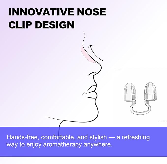 Peppermint Aromatherapy Nose Clip, Soft Wearable Fragrance Accessory, Hands-Free Clip-On Scent Product for Driving, Work and Study, Discreet Personal Aroma(6pack)