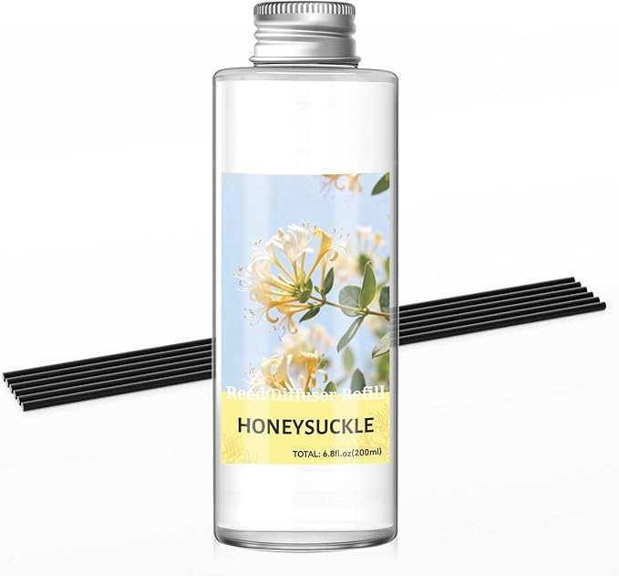 SCENTORINI Reed Diffuser Oil Refill, Honeysuckle Essential Oil 6.76 Fl Oz, Natural Long Lasting Aromatherapy Fragrance Oil for Home Bedroom Bathroom Office Spa Air Freshener Home Decor
