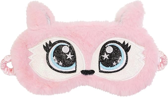 PERFECTSIGHT Sleep Eye Masks, Cute Plush Sleep Eye Cover Lightweight Adjustable Eyeshade Faux Fur Mask Cover for Women Men Sleep Travel Nap, Fox