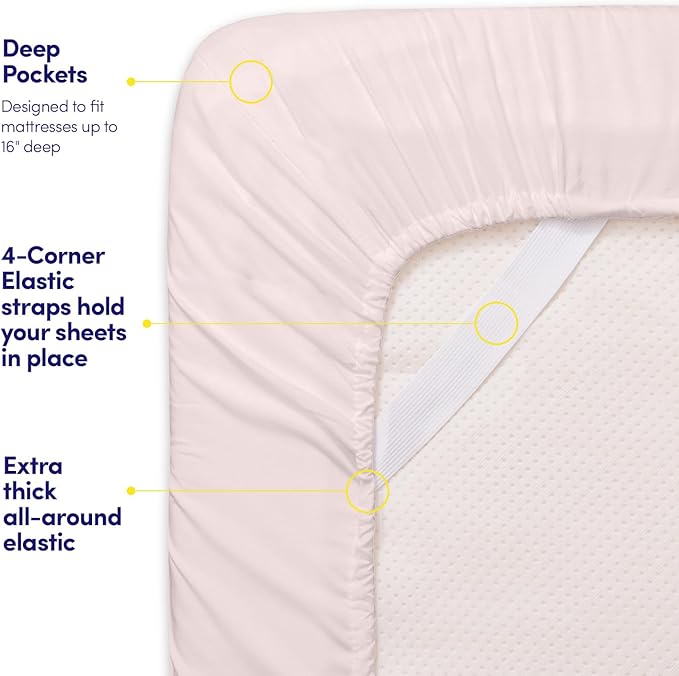 1500 Supreme Collection Twin XL Sheet Sets Pale Pink - 3 Piece Bed Sheets and Pillowcase Set for Twin XL Mattress - Extra Soft, Elastic Corner Straps, Deep Pocket Sheets, Twin XL Pale Pink