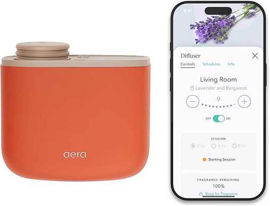 AERA Mini Waterless Plug-in Essential Oil Diffuser for Rooms 100–400 sq ft, – Smart Scent Machine with App & Alexa Control, Hypoallergenic Home Fragrance (Capsules Sold Separately) – Terracotta
