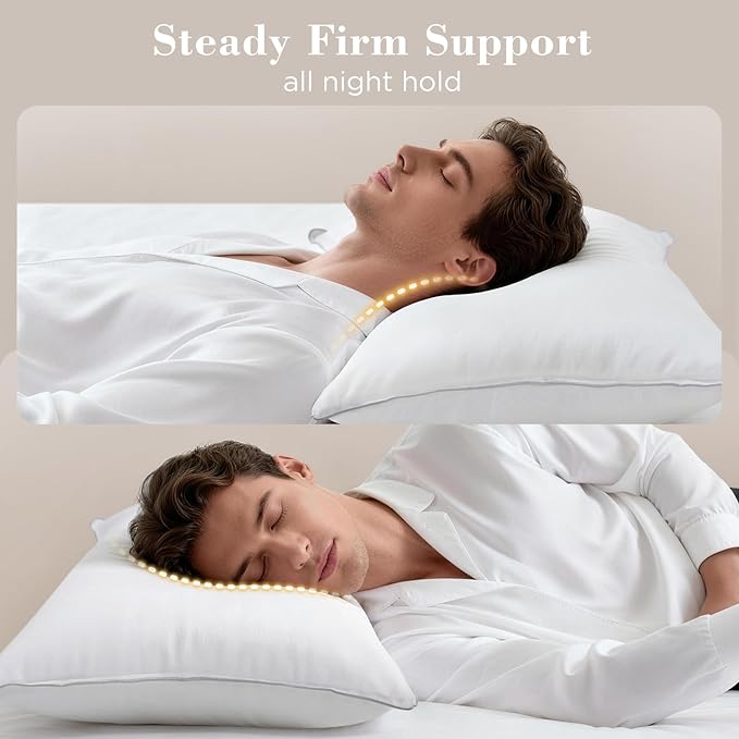 viewstar Bed Pillows King Size Set of 2, Hotel Collection Down Alternative Pillows for Side, Back or Stomach Sleepers, Stable Neck Support, Double Stitch White