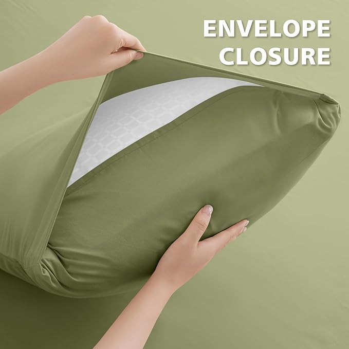 Full Size 4 Piece Bed Sheet Set - Ultra Imitation Cotton-Premium Breathable & Cooling Sheets - Hotel Luxury Bed Sheets Deep Pocket up to 15"- Wrinkle, Fade, Stain Resistant (Olive, Full)