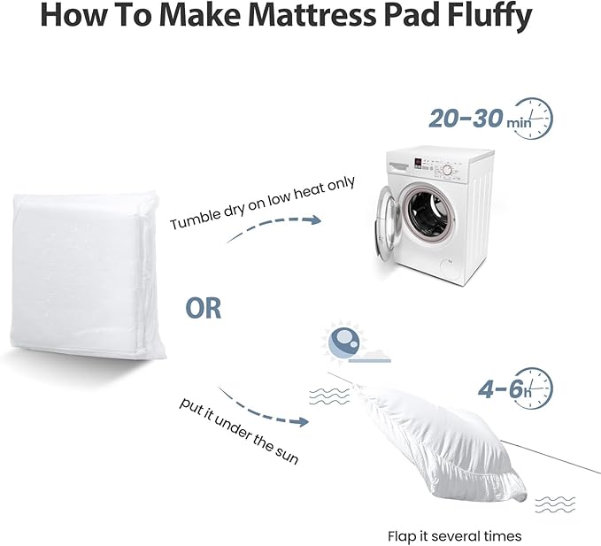 EASELAND RV Short Queen Mattress Pad Pillow Top Quilted Fitted Cooling Mattress Protector Cover Topper Cotton 8-21" Deep Pocket (60x75 Inches, White)