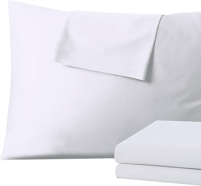 Pillow Protector Standard Size 100% Egyptian Cotton Pillow Covers, 400 Thread Count Sateen Weave Cooling Pillow Cases with Zipper Hidden, Breathable Non Noisy Easy Care, Set of 2 (White)