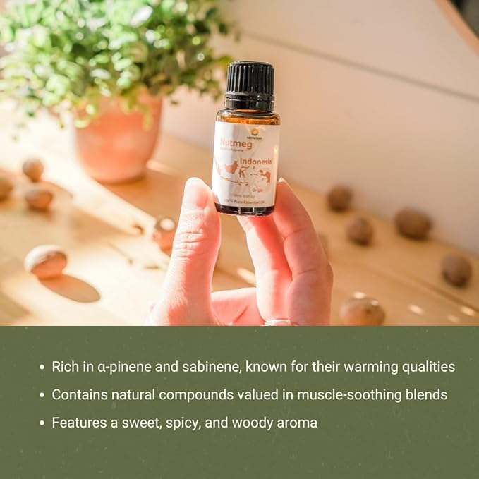 Nutmeg Essential Oil - Direct from Central Java, Indonesia - Pure Essential Oils for Diffusers, Muscle Relief and Aromatherapy | Premium Therapeutic Grade (8oz)