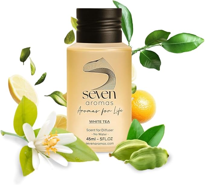 SevenAromas Hotel Scent Diffuser Oil, Luxury Hotel-Inspired Essential Oil for Aromatherapy & HVAC Diffusers – Premium Dropper Bottle - 45 ml 1.52 FL oz (White Tea)
