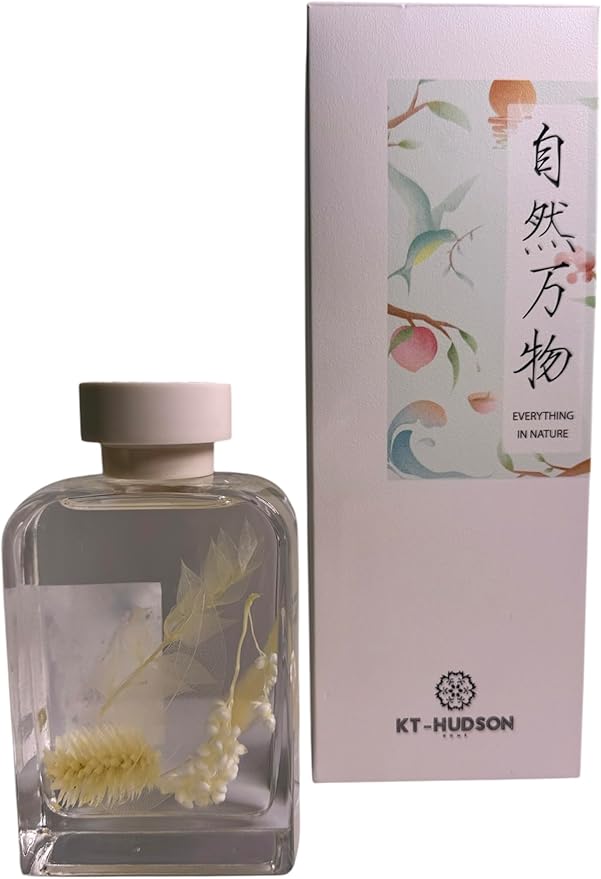 Luxury Reed Diffuser 6.8 fl (200ml) – Jasmine After Rain – Long-Lasting Scent with Dried Flowers | Elegant Gift for Home, Office, Bedroom | KT-Hudson Home Aroma Decor