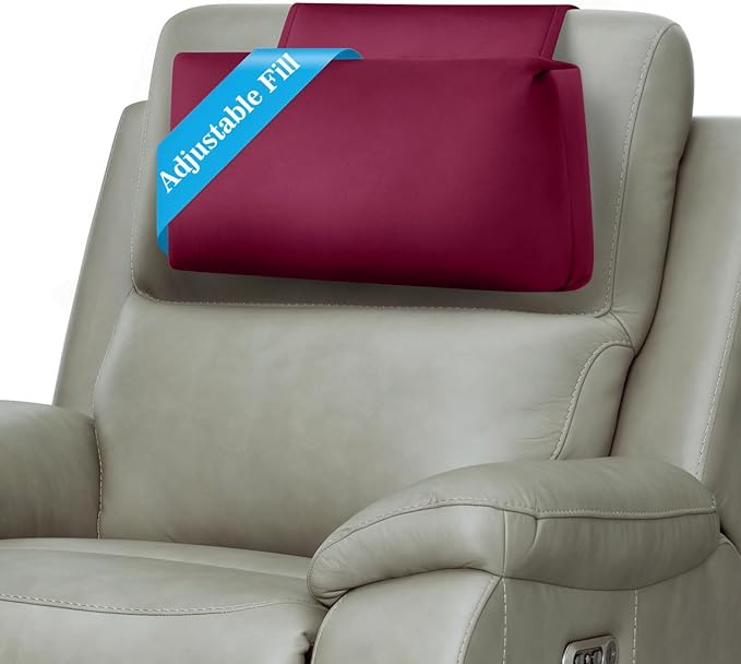 Recliner Headrest Pillow, Adjustable Comfort Neck & Head Support Pillow, Soft Velvet Non-Slip Headrest for Pain Relief & Relaxation, Ideal for Recliner, Couch, Chair, Sofa
