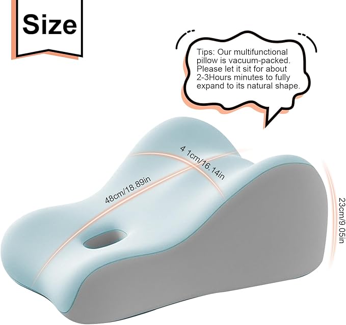 Intimacy Support Wedge Pillow for Couples, Memory Foam Positioning Cushion for Back, Neck & Waist Pain Relief with Washable Cover, Portable Design for Relaxing, Reading & Adult Play-Blue