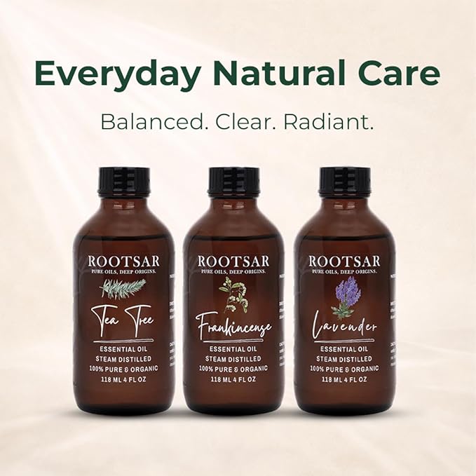 Tea Tree, Frankincense & Lavender Essential Oils Set – 100% Pure Aromatherapy & Skin Care Oils for Cleansing, Relaxation & Radiant Looking Skin – Premium Clean Beauty Essential Oil Trio