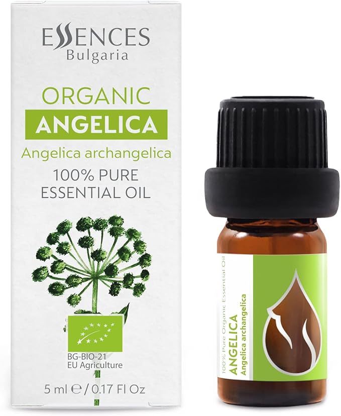 Essences Bulgaria Organic Angelica Essential Oil 1/6 Fl Oz | 5ml | Angelica archangelica | 100% Pure and Natural | Undiluted | Therapeutic Grade | Family Owned Farm | Steam-Distilled | Non-GMO | Vegan
