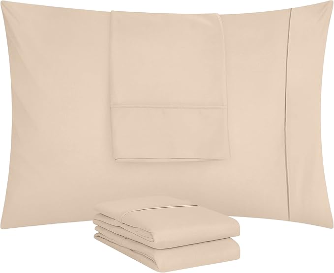 Utopia Bedding King Pillow Cases - 12 Pack - Envelope Closure - Soft Brushed Microfiber Fabric - Shrinkage and Fade Resistant Pillow Covers King Size 20 X 40 Inches (King, Beige)