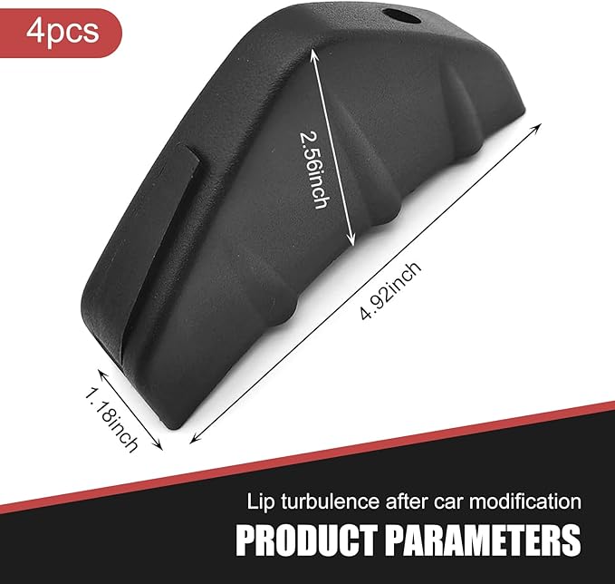 4 PCS Car Lower Bumper Lip Diffuser, 4.9" x 2.5" Spoiler Fin Protector, Vehicle Rear Splitter Lip Wing, Universal for Most Cars (Black)