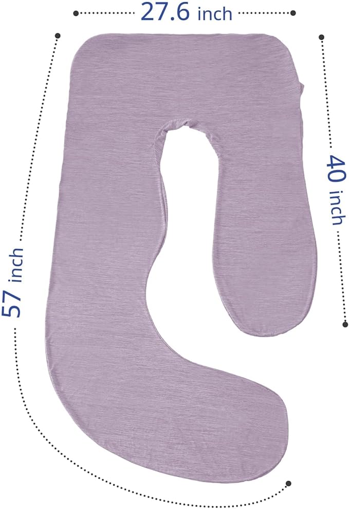Sasttie Cooling Pregnancy Pillow Cover, 57-inch U Shaped Pregnancy Pillow Case, Fits 55 to 57 Inch Maternity Pillow, Lavender Purple (No Pillow Insert)