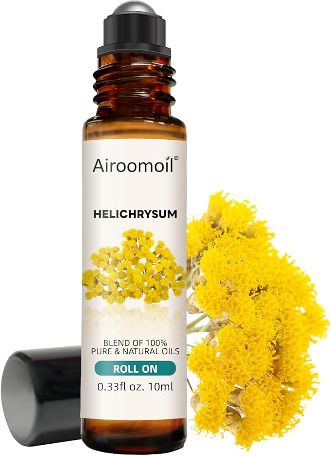 Helichrysum Essential Oil Roll On, 10mL, Pre-Diluted Aromatherapy Blend, Gentle Buildable Fragrance, Pocket Size for Daily Commute, Office & Night Relaxation Ritual, Female Gift