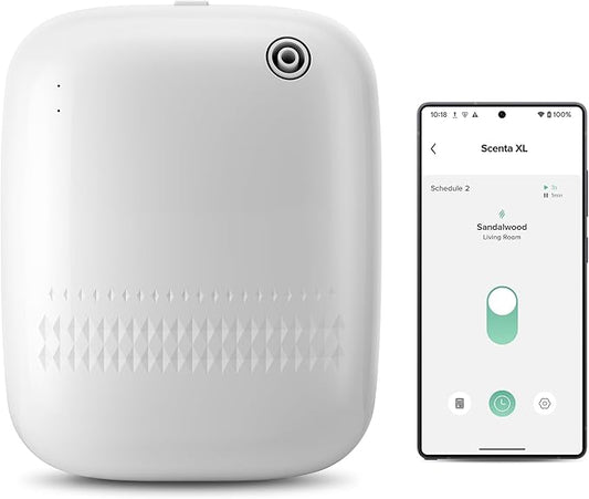 Airversa Waterless Essential Oil Diffuser for Home Large Room and Commercial Use, Up to 2000 sq ft, App Control Cold Air Diffuser, 400mL, DC-12V/1A Plug in Wall, Smart Scent Air Machine, ANW-White