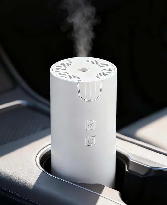 Marchred 100ML Car Essential Oil Diffuser, Rechargeable Battery Powered, 7 Color Lights, 2 Mist Modes, Cordless Portable Aromatherapy Humidifier for Car Home Outdoor
