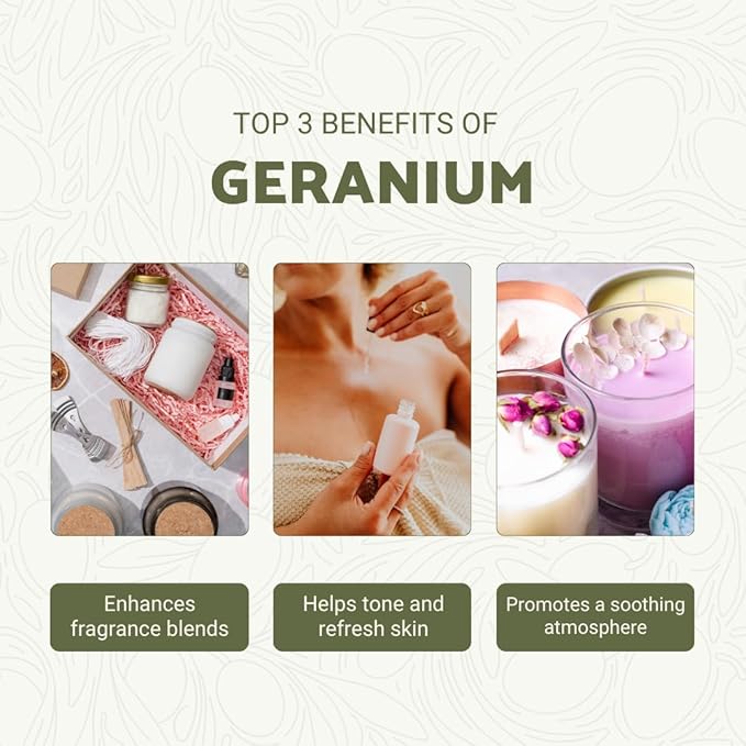 Geranium Essential Oil - Direct from Fridal Egypt - Steam Distilled - Aceite de Geranio for Aromatherapy, Massage, Diffuser, DIY Candle and Soap Making - 22 lbs