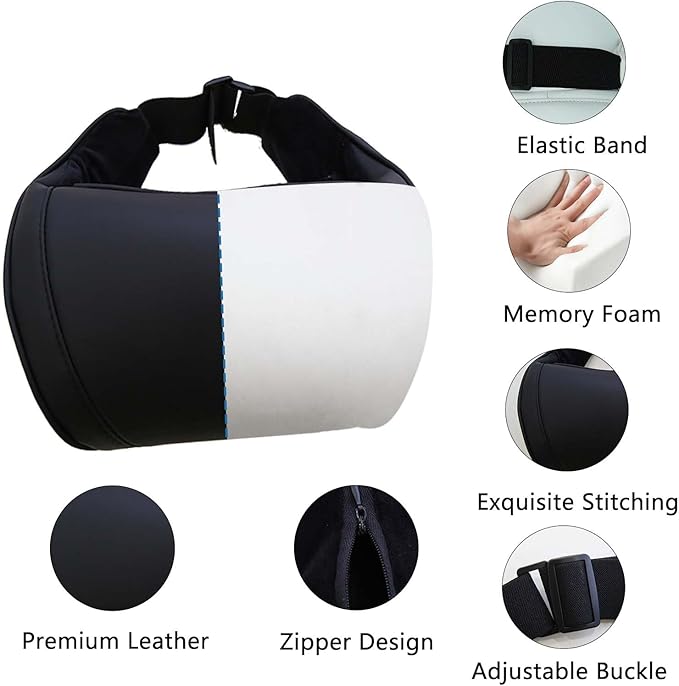 TOPABYTE Car Neck Pillow Memory Foam Automotive Seat Cushions of Headrests for Relieving Neck Stiffness Seat Neck Support Pillow, Fits All Vehicles, 2 Pieces, Black