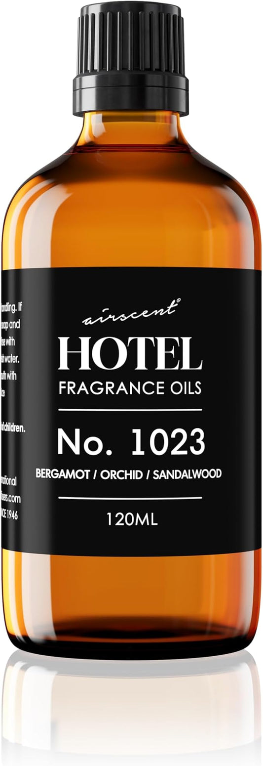 AirScent Hotel Diffuser Oil No. 1023 Inspired by The Baccarat Hotel Scent - Love Affair Fragrance Oil for Ultrasonic and Waterless Diffusers and Crafting - 120 mL, 4 fl oz Glass Bottle with Dropper