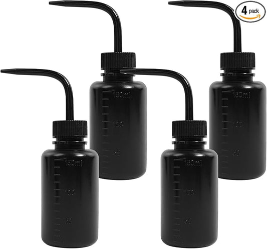 4 Packs Tattoo Wash Bottle Water Squirt Squeeze Diffuser Bottles (Black, 150ml)