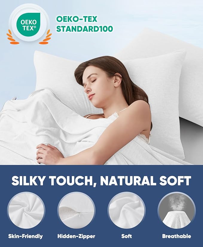 LUXEAR 2 Pack Cooling Pillow Cases King Size, Arc-Chill Q-Max > 0.5 for Hot Sleepers, Hair & Skin Friendly, Double-Sided, Machine Washable, Hidden Zipper, Gift for Women Men, 20x36, White