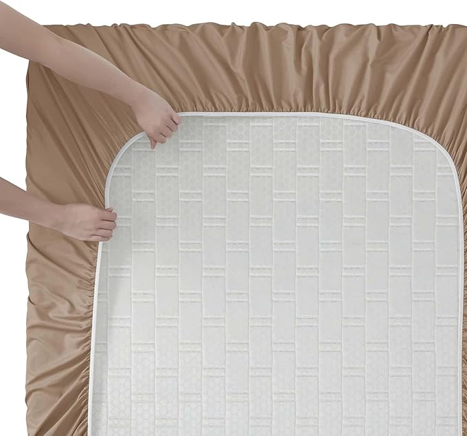 Clara Clark Cal King Sheets, 6 Piece Set - Hotel Luxury Sheets for Cal King Size Bed, Super Soft Bedding Set, Cal King Size, Taupe Sand