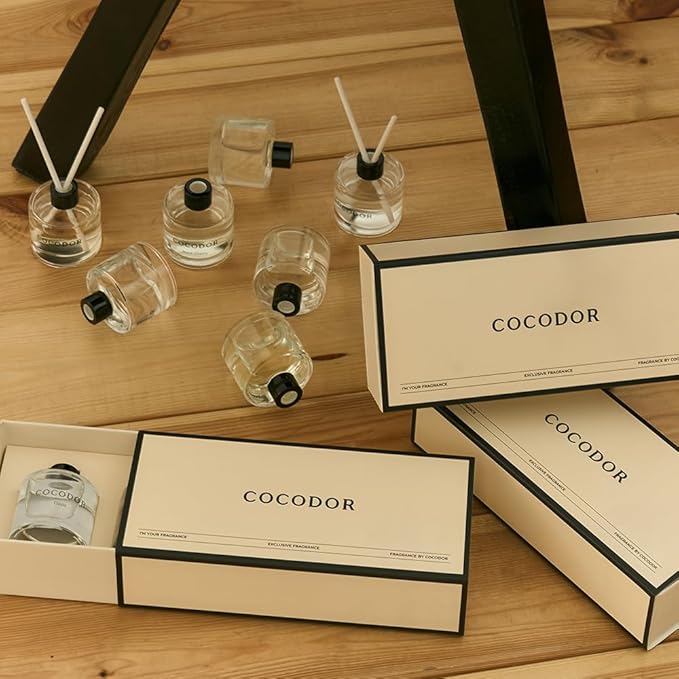 COCODOR Signature Collection Reed Diffuser Set of 3/Black Cherry,Refreshing Air,Lemon Eucaliptus/1.6oz Each Pack/Home Fragrance Diffuser, Oil Scent Diffuser for Bathroom Shelf Decor