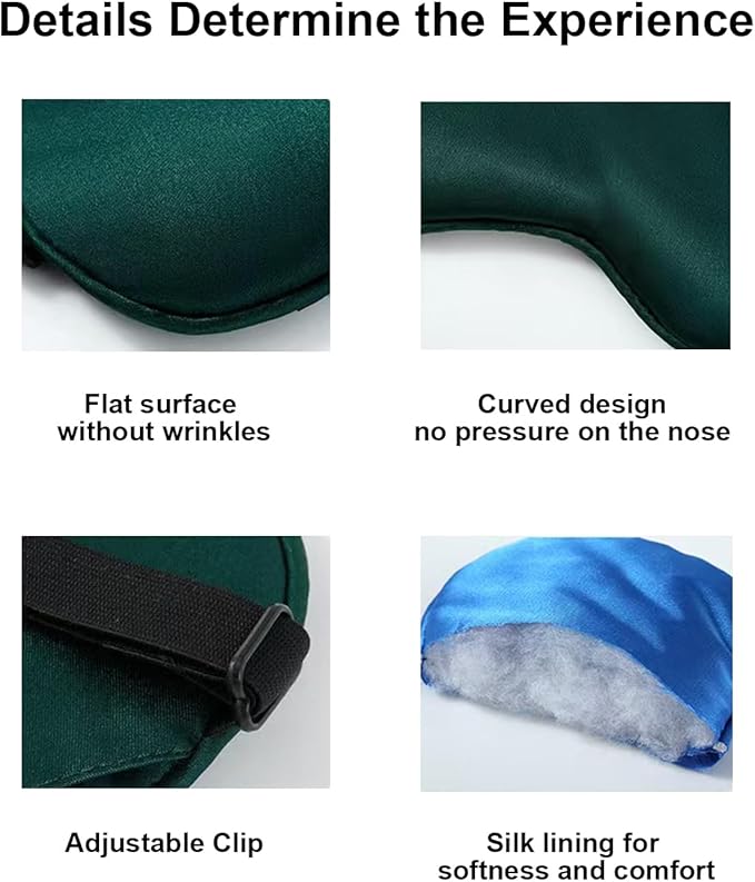 Sleep Mask, Silk Sleep Mask with Adjustable Strap, Super Soft Satin Blackout Sleeping Eye Mask for Men&Women, Comfortable Blindfold Eyeshade for Night Sleep 4 Pack (Black Pink Green Grey)