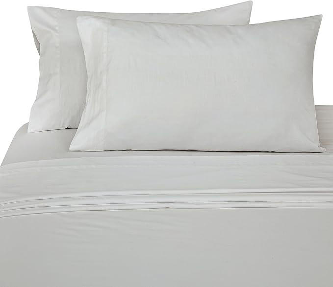 ROYALE LINENS 300 Thread Count 100% Long Staple Combed Cotton Sheet Set - 4 Piece Queen Bed Sheets - 1 Fitted, 1 Flat & 2 Pillow Cases - Soft Cool & Crisp Sheet Set (Queen, Dove)