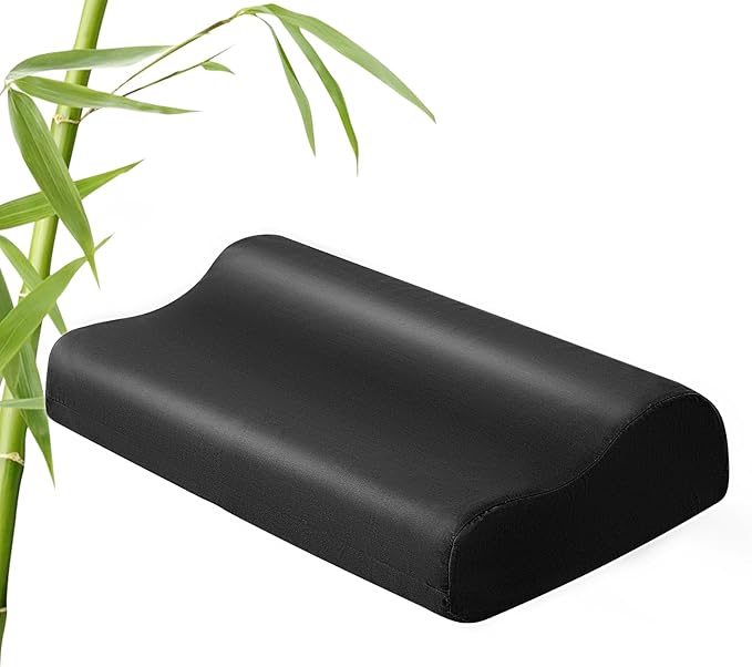 Cooling Contour Pillowcase- Rayon Derived from Bamboo Pillow Case Cover for Contour Cervical Neck Pillow- Breathable Silky Soft Pillowcase for Hot Sleepers,24 x14 x5/3.7 Inches 1 Piece Black