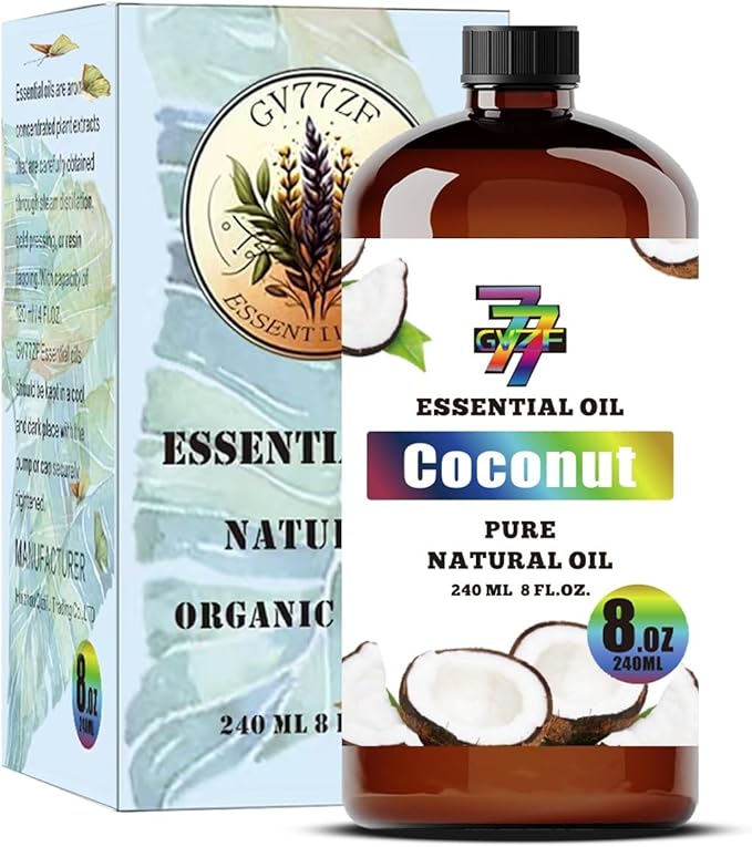 Coconut Essential Oil - Coconut Oils for Diffusers, Humidifiers, DIY Candles, Soap, Cleaning, Home, Office, Yoga, Massage, Gifts - 8 fl oz (240 ml) - GV77ZF