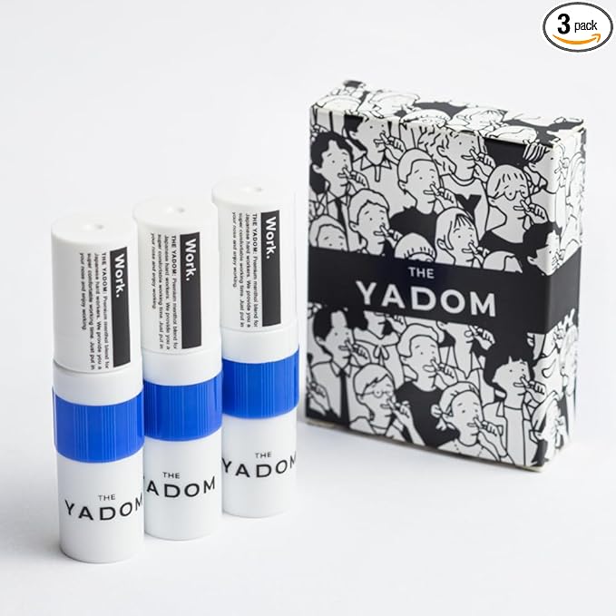 Essential Oil Nasal Inhaler Stick – Aromatherapy for Focus, Energy & Sinus Congestion Relief – Natural Menthol, Peppermint & Eucalyptus – Pocket-Sized Thai YADOM Cooling Vapor (3 Pack)
