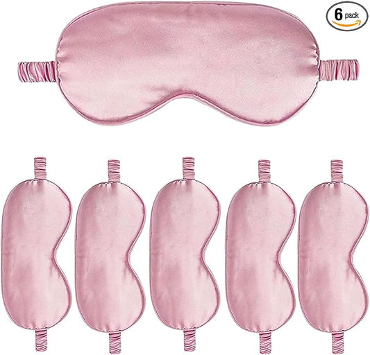 6PACK Silk Sleep Mask Satin Eye Masks Blackout Silky Eyeshade Cover Soft Blindfold Eyeshades for Women Sleeping Travel Gift