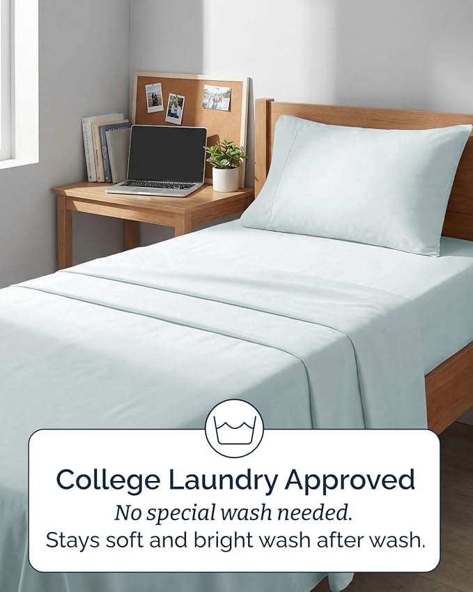 Extra Deep Twin XL Sheet Set - 3 Piece Breathable & Cooling Bed Sheets - Easily Fits 18 to 24 inch Mattress - Ultra Soft, Wrinkle & Fade Free w/ Extra Deep Pockets - Hotel Luxury Bedding - Ice Blue