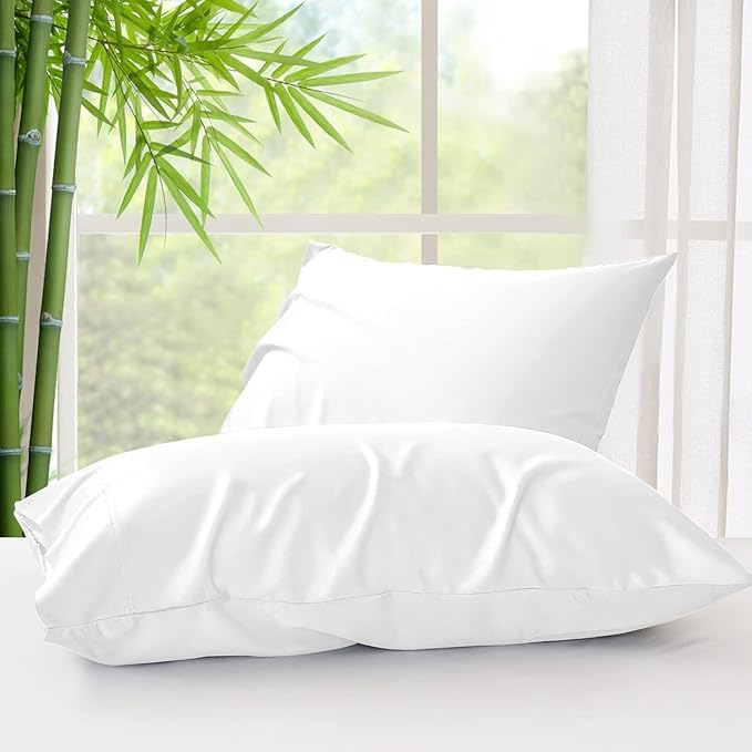 BEDELITE King Size Pillow Cases Set of 2, Rayon Derived from Bamboo, Cooling Pillow Cases for Hot Sleepers & Night Sweats, Breathable and Silky Soft Envelope Pillowcases(White, 20"x36")