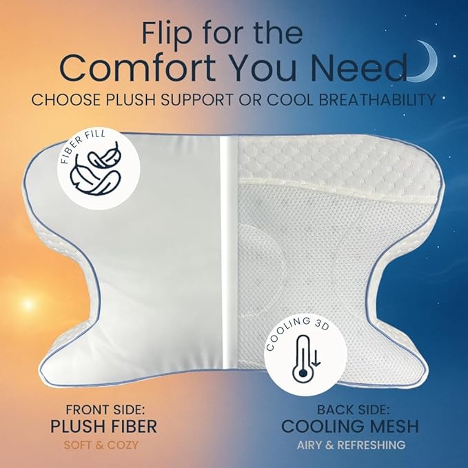 Contour CPAPMax 3-in-1 Adjustable CPAP Comfort Pillow for Side, Back or Stomach Sleepers to Reduce Air Leaks, Dryness & Mask Discomfort - Works with All Mask Types