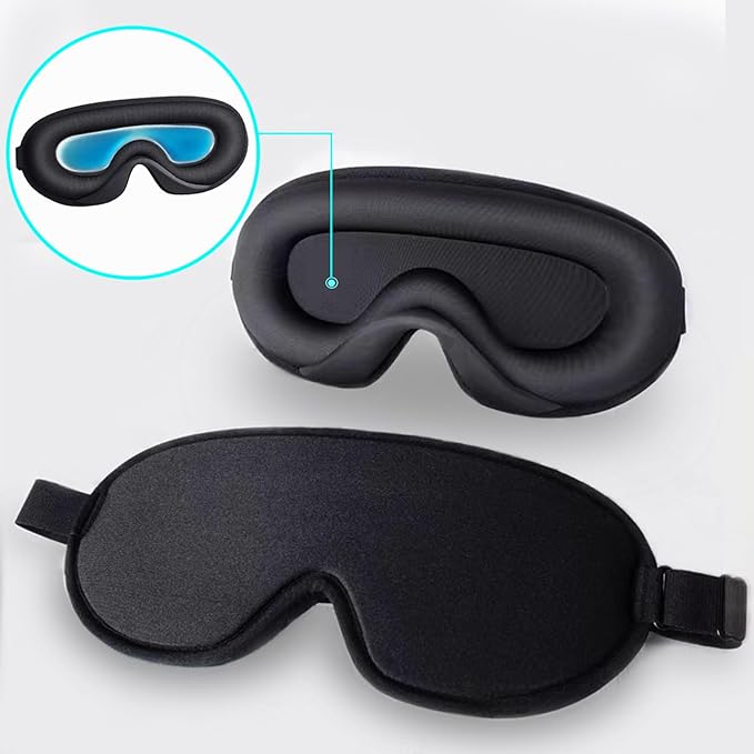 Sleep Mask for Side Sleeper, Upgraded 3D Contoured Cup Eye mask Blindfold for Man Women, Block Out Light, Eye mask with Adjustable Strap, Breathable & Soft for Sleeping, Yoga, Traveling (Black)